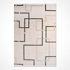Geometric Area Rug – Machine Made Acrylic Yarn Rug with Overlocked Edge