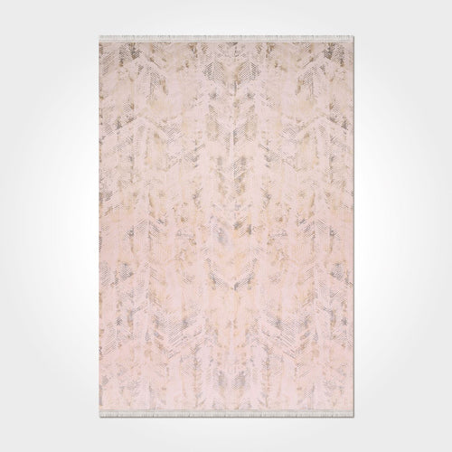 Cream Beige Area Rug – Machine Made Striped Rug with 11mm Pile Height