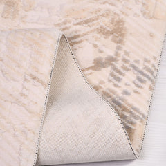 Cream Beige Area Rug – Machine Made Striped Rug with 11mm Pile Height