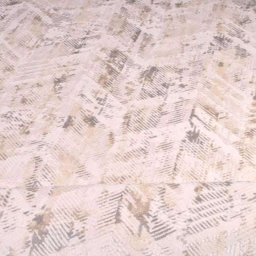 Cream Beige Area Rug – Machine Made Striped Rug with 11mm Pile Height