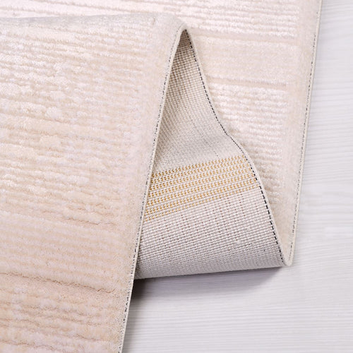 Cream Geometric Area Rug – Machine Made Rug with Soft Pile & Overlocked Edge