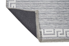 Grey Digital Print Rug - Washable Cotton Chenille Area Rug With Frame Design