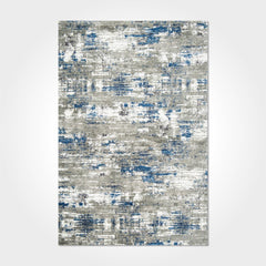 Modern Area Rug - Blue Grey Machine Made Rug with Laser Cut Edges