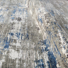 Modern Area Rug - Blue Grey Machine Made Rug with Laser Cut Edges