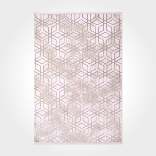 Cream Geometric Area Rug – Machine Made Rug With 650000 Stitch Density & 12mm Pile Height
