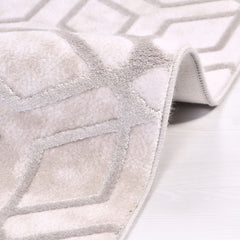 Cream Geometric Area Rug – Machine Made Rug With 650000 Stitch Density & 12mm Pile Height