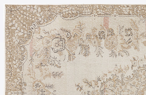 Atina Beige Vintage Wool Handmade Area Rug 5'8" x 9'9"