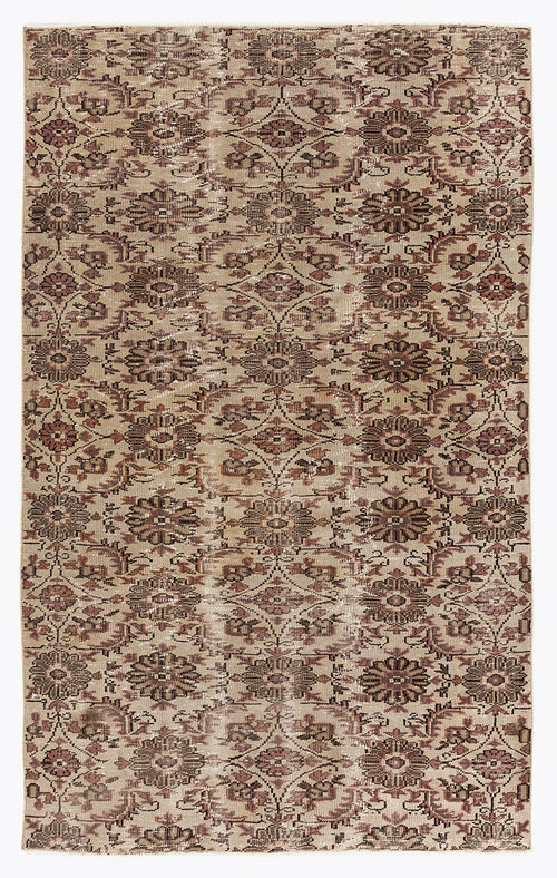 Atina Beige Vintage Wool Handmade Area Rug 4'11" x 8'1"