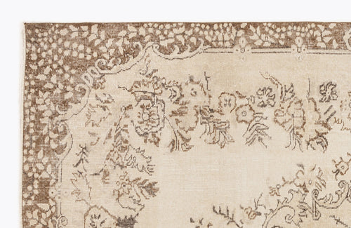 Atina Beige Vintage Wool Handmade Area Rug 6'4" x 9'10"