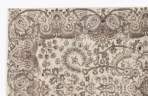 Atina Beige Vintage Wool Handmade Area Rug 4'11" x 8'10"