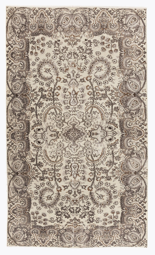 Atina Beige Vintage Wool Handmade Area Rug 4'11" x 8'10"