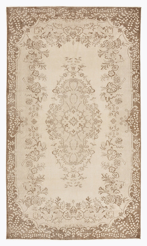 Atina Beige Vintage Wool Handmade Area Rug 5'10" x 9'3"