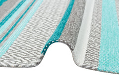 Blue Striped Cotton Kilim – Antibacterial Washable Non Slip Flatweave Rug