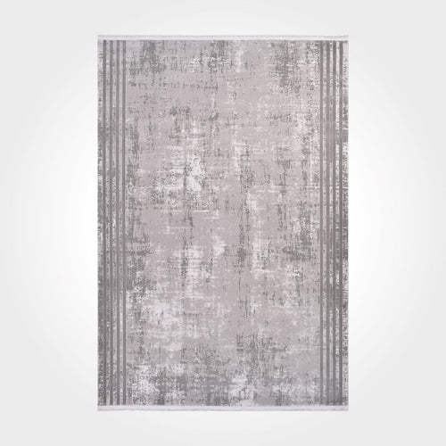 Grey Striped Area Rug – Machine Made Rug with Acrylic Yarn & Cotton Weft