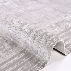 Grey Striped Area Rug – Machine Made Rug with Acrylic Yarn & Cotton Weft