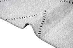 Grey Geometric Area Rug – Washable Cotton Chenille Carpet by Pia Monte