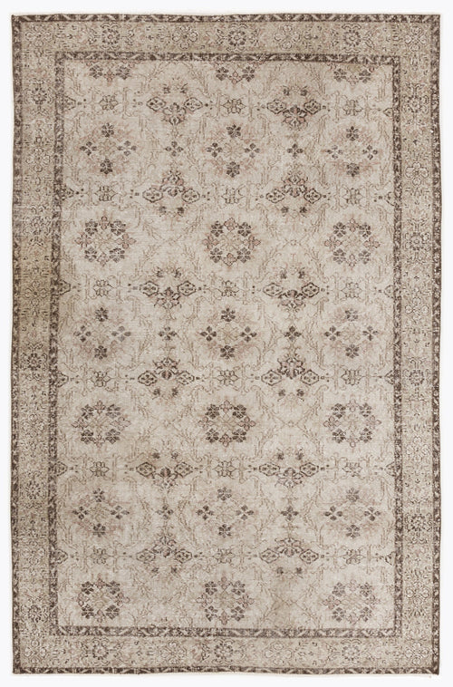 Atina Beige Vintage Wool Handmade Area Rug 6'4" x 10'0"
