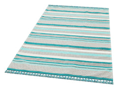 Blue Striped Cotton Kilim – Antibacterial Washable Non Slip Flatweave Rug