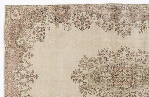 Atina Beige Vintage Wool Handmade Area Rug 5'4" x 8'3"