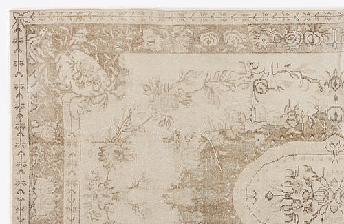 Atina Beige Vintage Wool Handmade Area Rug 5'11" x 9'7"