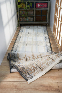 Modern Area Rug – Machine Made Cream Carpet With Cotton Yarn Weave