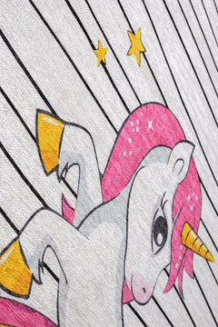 Kids Pink Rug - Digital Print Cotton Chenille Carpet for Playroom Floor Covering