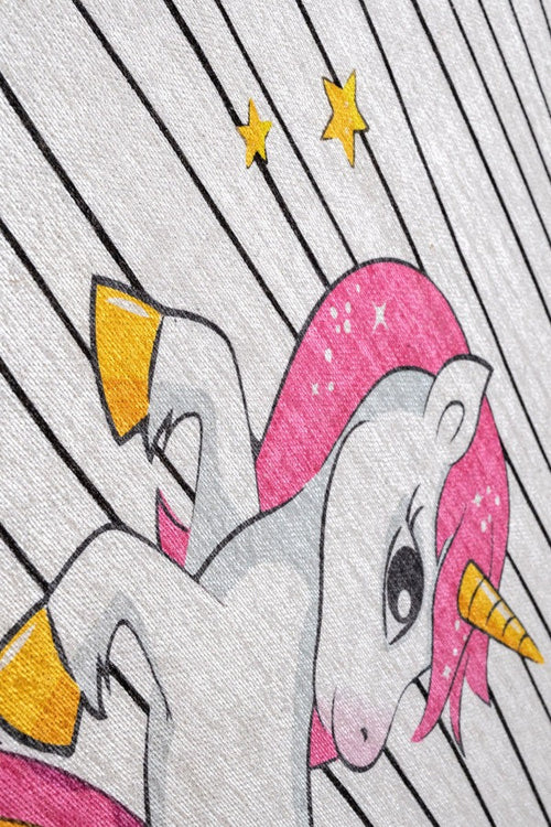 Kids Pink Rug - Digital Print Cotton Chenille Carpet for Playroom Floor Covering