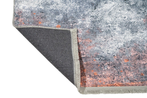 Grey Cotton Area Rug - Digital Print Chenille Carpet for Modern Living Room