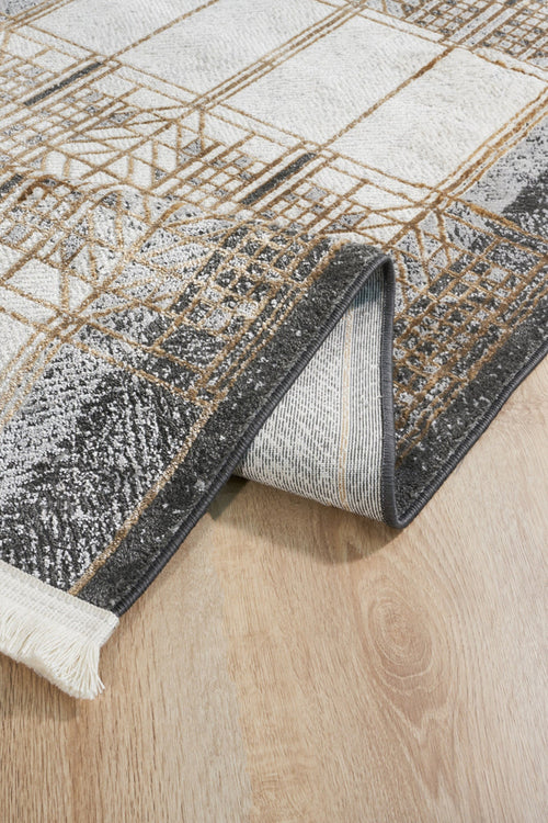 Modern Area Rug – Machine Made Cream Carpet With Cotton Yarn Weave