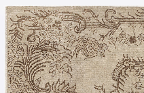 Atina Beige Vintage Wool Handmade Area Rug 3'10" x 6'9"