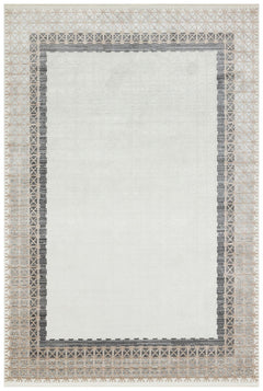 Machine Made Area Rug - Grey Frame Cotton Yarn Carpet for Living Room