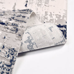 Modern Area Rug - Machine Made Grey Blue Rug with Overlocked Edge