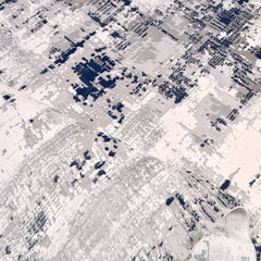 Modern Area Rug - Machine Made Grey Blue Rug with Overlocked Edge