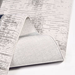 Geometric Area Rug - Machine Made Rug with Acrylic Yarn, Overlocked Edge, Blue Grey