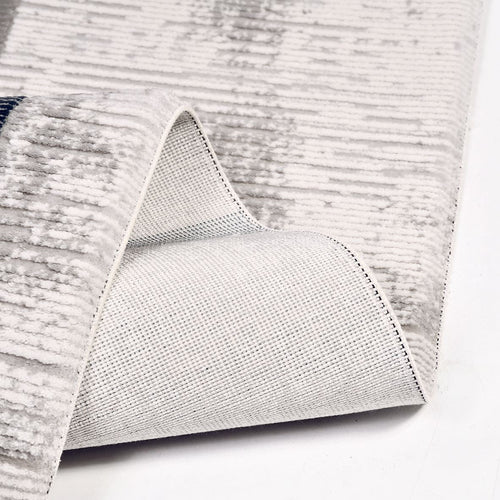 Geometric Area Rug - Machine Made Rug with Acrylic Yarn, Overlocked Edge, Blue Grey