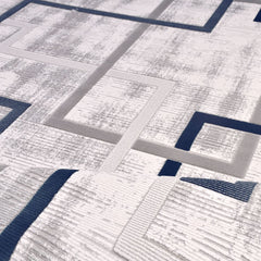 Geometric Area Rug - Machine Made Rug with Acrylic Yarn, Overlocked Edge, Blue Grey