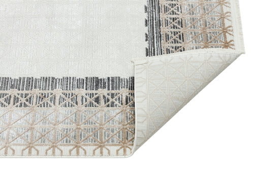 Machine Made Area Rug - Grey Frame Cotton Yarn Carpet for Living Room