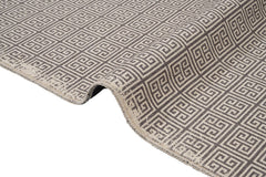 Beige Geometric Area Rug - Cotton Chenille Digital Print Carpet for Living Room