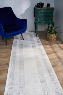 Modern Grey Area Rug – Machine Made Rug with Cotton Yarn for Living Room