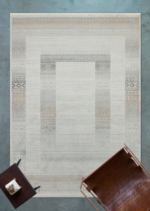 Modern Grey Area Rug – Machine Made Rug with Cotton Yarn for Living Room