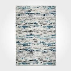 Blue Striped Area Rug - Machine Made Rug With Cotton Weft & Overlocked Edge