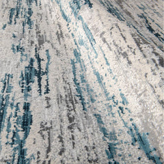 Blue Striped Area Rug - Machine Made Rug With Cotton Weft & Overlocked Edge