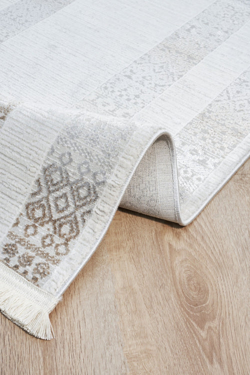 Modern Grey Area Rug – Machine Made Rug with Cotton Yarn for Living Room