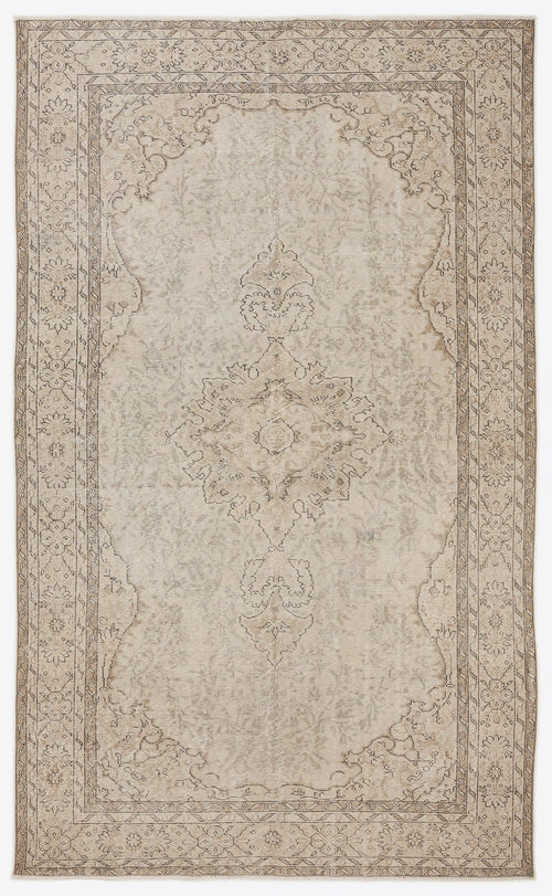 Atina Beige Vintage Wool Handmade Area Rug 4'11" x 11'6"