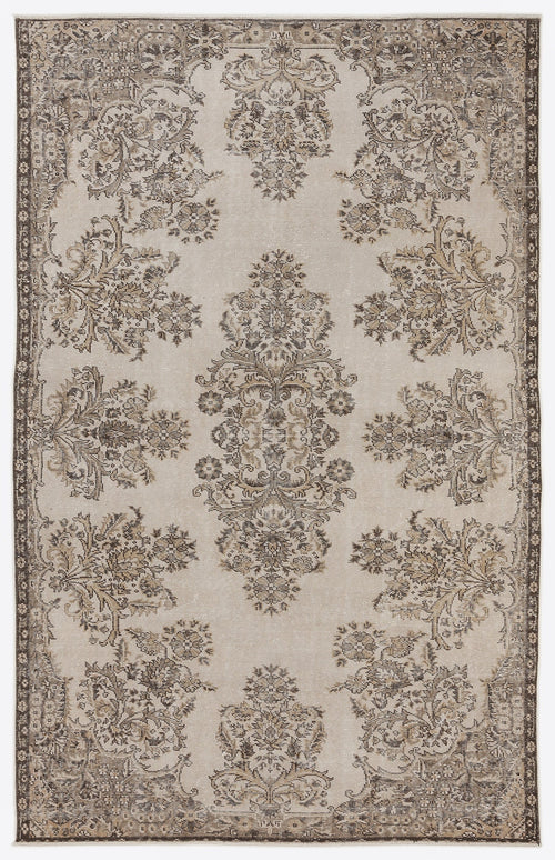 Atina Beige Vintage Wool Handmade Area Rug 6'2" x 9'8"