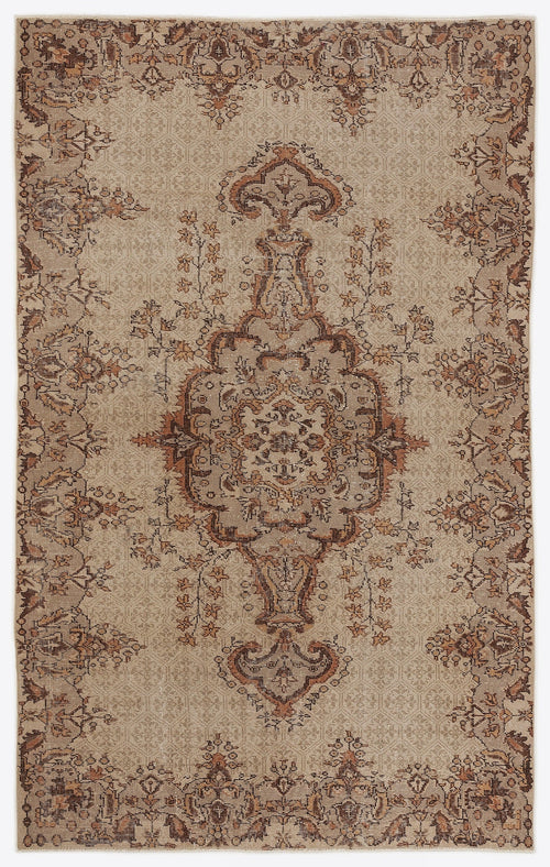 Atina Brown Vintage Wool Handmade Area Rug 5'10" x 9'1"