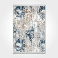 Modern Area Rug – Blue Machine Made Rug With Laser Cut Edges & Soft Pile Carpet