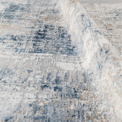 Modern Area Rug – Blue Machine Made Rug With Laser Cut Edges & Soft Pile Carpet