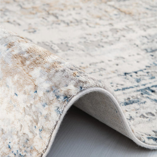 Modern Area Rug – Blue Machine Made Rug With Laser Cut Edges & Soft Pile Carpet