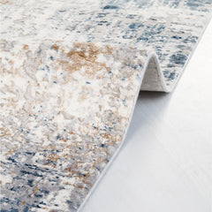 Modern Area Rug – Blue Machine Made Rug With Laser Cut Edges & Soft Pile Carpet